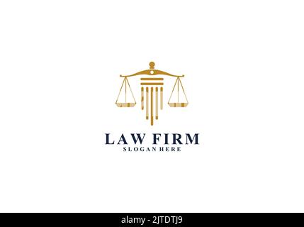 Ein Logo der Anwaltskanzlei mit einem Slogan auf weißem Hintergrund Stock Vektor