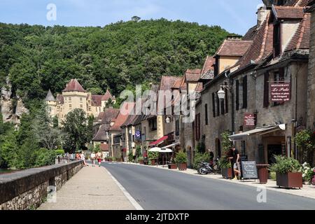 Das Dorf La Roque-Gageac, Dordogne, Périgord, Aquitanien, Frankreich Stockfoto