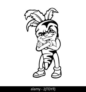 Cartoon Vegan Carrot Charakter Silhouette Vektor Illustrationen für Ihre Arbeit Logo, Maskottchen Merchandise T-Shirt, Aufkleber und Label-Designs, Poster, gre Stockfoto