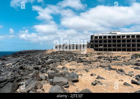 Verlassene Ruinengebäude im Süden von Lanzarote, Kanarische Inseln, Spanien Stockfoto