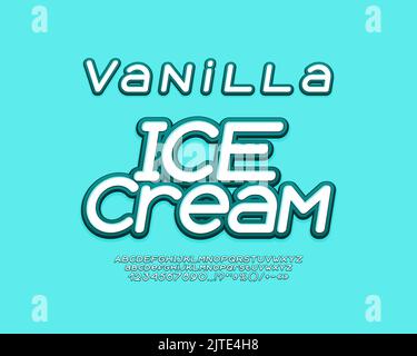 Stilvolles Zeichen Vanilla Ice Cream türkis Farbe. Moderne kursive Schriftart Stock Vektor