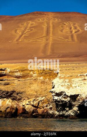 Candelabra geogliph, Paracas National Parc, Peru Stockfoto