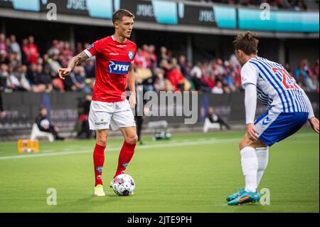 Silkeborg, Dänemark. 28., August 2022. Oliver Sonne (5) von Silkeborg, WENN er während des Superliga-Spiels 3F zwischen Silkeborg IF und Odense Boldklub im Jysk Park in Silkeborg gesehen wurde. (Foto: Gonzales Photo - Morten Kjaer). Stockfoto