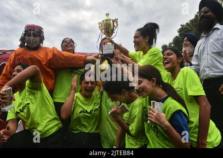 Srinagar, Indien. 29. August 2022. National Sports Day 2022 in Srinagar im indischen Verwaltungsgebiet Kaschmir gefeiert. (Foto: Mubashir Hassan/Pacific Press) Quelle: Pacific Press Media Production Corp./Alamy Live News Stockfoto