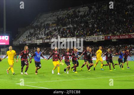 Salerno, Italien. 28. August 2022. US Salernitana am Ende des Serie-A-Spiels zwischen US Salernitana 1919 und UC Sampdoria im Stadio Arechi (Bildquelle: © Agostino Gemito/Pacific Press via ZUMA Press Wire) Stockfoto