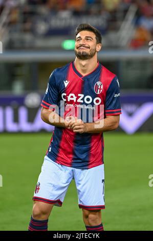 Bologna, Italien. 21. August 2022. Bologna's Riccardo Orsolini Portrait während Bologna FC vs Hellas Verona, italienische Fußballserie A Spiel in Bologna, Italien, August 21 2022 Quelle: Independent Photo Agency/Alamy Live News Stockfoto