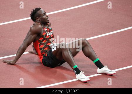 01.. August 2021 - Tokio, Japan: Ferdinand Omurwa aus Kenia beendet 10,00s während des Halbfinales der Männer 100m 3. 1 bei den Olympischen Spielen in Tokio 2020 Stockfoto