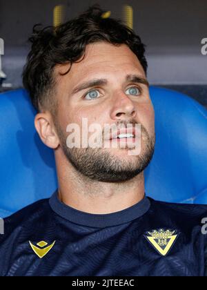 Caus, Spanien. 29. August 2022. Alvaro Gimenez aus Cadiz während des La Liga-Spiels zwischen Cadiz CF und Athletic Club spielte am 29. August 2022 im Nuevo Mirandilla Stadium in Cadiz, Spanien. (Foto von Antonio Pozo/PRESSIN) Quelle: PRESSINPHOTO SPORTS AGENCY/Alamy Live News Stockfoto