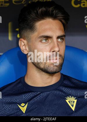 Caus, Spanien. 29. August 2022. Ruben Sobrino aus Cadiz während des La Liga-Spiels zwischen Cadiz CF und Athletic Club spielte am 29. August 2022 im Nuevo Mirandilla Stadium in Cadiz, Spanien. (Foto von Antonio Pozo/PRESSIN) Quelle: PRESSINPHOTO SPORTS AGENCY/Alamy Live News Stockfoto