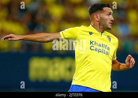 Caus, Spanien. 29. August 2022. Lucas Perez aus Cadiz während des La Liga-Spiels zwischen Cadiz CF und Athletic Club spielte am 29. August 2022 im Nuevo Mirandilla Stadium in Cadiz, Spanien. (Foto von Antonio Pozo/PRESSIN) Quelle: PRESSINPHOTO SPORTS AGENCY/Alamy Live News Stockfoto