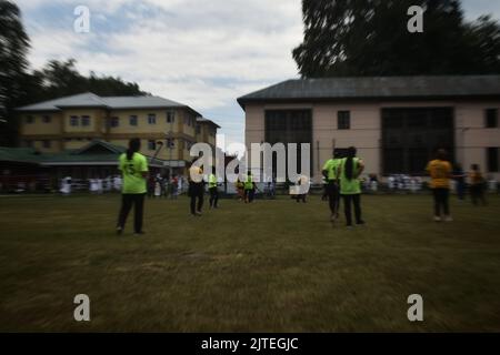 29. August 2022, Srinagar, Jammu und Kashmir, Indien: Nationaler Sporttag 2022 wird in Srinagar im indischen Verwaltungsgebiet Kaschmir gefeiert. (Bild: © Mubashir Hassan/Pacific Press via ZUMA Press Wire) Stockfoto