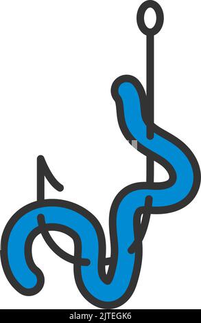 Symbol Des Wurms Auf Dem Haken. Editierbare Fett Formatigte Kontur Mit Farbfüllungsdesign. Vektorgrafik. Stock Vektor