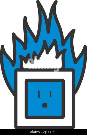 Symbol Für Das Feuer An Der Elektrischen Steckdose. Editierbare Fett Formatigte Kontur Mit Farbfüllungsdesign. Vektorgrafik. Stock Vektor