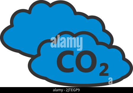 CO 2 Cloud-Symbol. Editierbare Fett Formatigte Kontur Mit Farbfüllungsdesign. Vektorgrafik. Stock Vektor