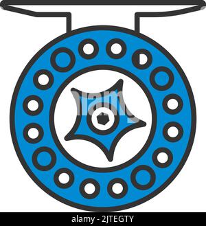 Symbol Der Angelrolle. Editierbare Fett Formatigte Kontur Mit Farbfüllungsdesign. Vektorgrafik. Stock Vektor