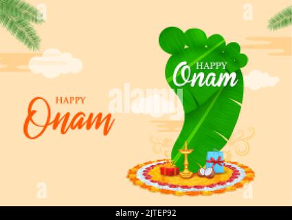 Onam Feier Hintergrund für Happy Onam Festival von Südindien Kerala Stock Vektor