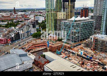 Greengate ist ein Gebiet von Salford, Greater Manchester, tiefe Ausgrabungen für einen neuen Turm Stockfoto