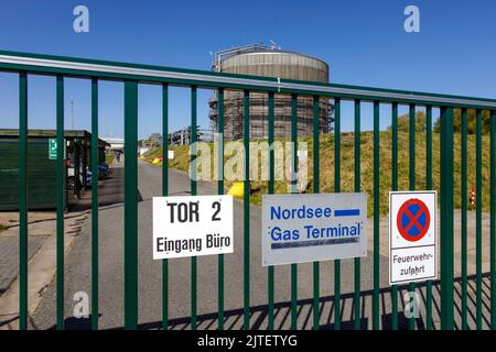 Nordsee Gas Terminal Brunsbüttel, Hochbehälter für Flüssiggas Stockfoto