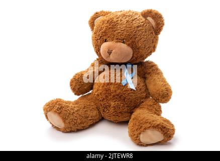 teddybär mit Prostatakrebs-Bewusstseinsband Stockfoto