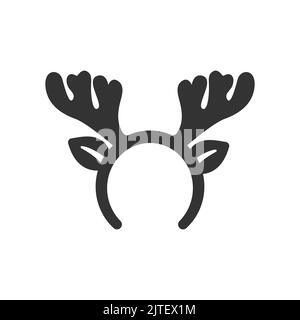 Symbol für Vektormaske für Rentier-Hörner. Weihnachten Hirsch Hörner flaches Zeichen. Stock Vektor