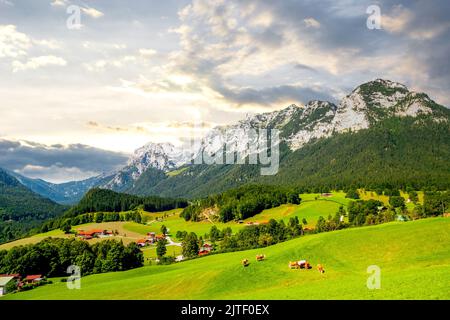 Bergpanorama bei Ramsau, Berchtesgaden, Deutschland Stockfoto