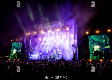 Solvesborg, Schweden. 10., Juni 2022.die dänische Heavy Metal Band Mercyful Fate spielt ein Live-Konzert während des schwedischen Musikfestivals Sweden Rock Festival 2022 in Solvesborg. (Foto: Gonzales Photo - Terje Dokken). Stockfoto