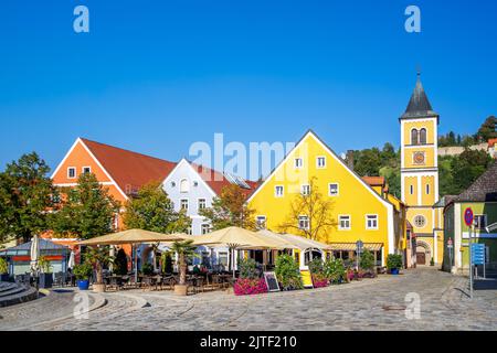 Blick über Burglengenfeld, Bayern, Deutschland Stockfoto