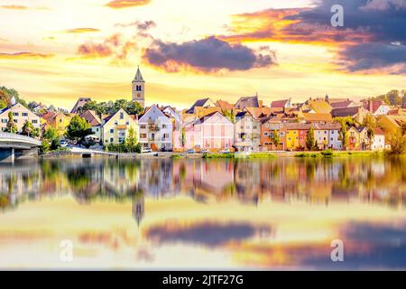 Blick über Burglengenfeld, Bayern, Deutschland Stockfoto