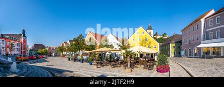 Blick über Burglengenfeld, Bayern, Deutschland Stockfoto