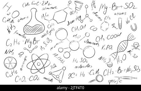 Chemie-Wissenschaft-Formeln auf Tafel Stockfoto