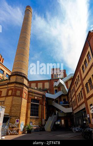 Das alte Brauereigebäude Warteck nach der Renovierung wird nun für viele Zwecke genutzt. Werkraum steht für die Zusammenarbeit verschiedener Projekte, Unternehmen Stockfoto