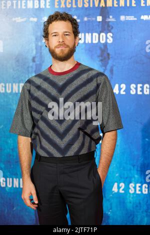 Madrid, Spanien - 30. August 2022, Madrid, Spanien. 30. August 2022. Alvaro Cervantes nimmt an der Fotozelle „42 Segundos“ im Hotel URSO in Madrid Teil. Kredit: SOPA Images Limited/Alamy Live Nachrichten Stockfoto