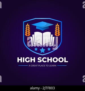 Gradient High School Logo Design Vektor-Illustration Stock Vektor