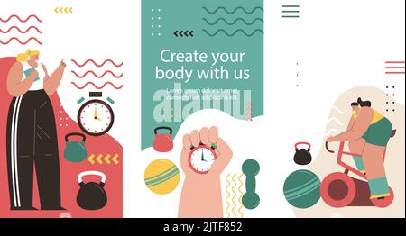 Flaches Design Personal Trainer Post Stories Vektor-Illustration Stock Vektor