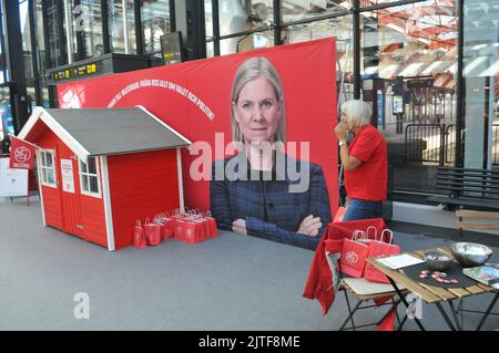 Malmö /Schweden/30 August 2022/Schwedische Demokratin-Partei, die wegen der Geernalwahl in schweden campagelt und ihre erste Frau Magdalena Andersson am Wahltag am sonntag, dem 11. September 2022, vor der schwedischen Ministerpräsidentin verklagt. (Foto..Francis Joseph Dean/Dean Picturs. Stockfoto