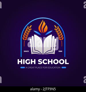 Gradient High School Logo Design Vektor-Illustration Stock Vektor