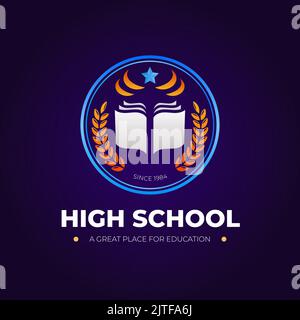 Gradient High School Logo Design Vektor-Illustration Stock Vektor