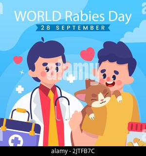 Flache Illustration für Welt Tollwut Tag Vektor-Illustration Stock Vektor