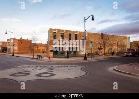 USA, Arizona, Winslow, verlassene Gebäude entlang der Route 66 Stockfoto