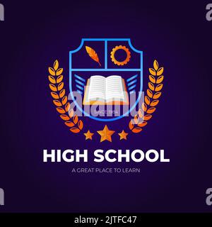 Gradient High School Logo Design Vektor-Illustration Stock Vektor