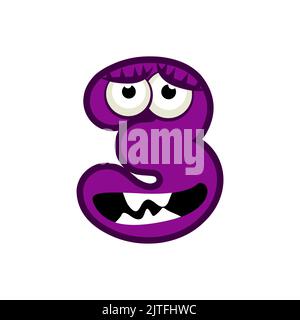 Cartoon Charakter Nummer drei Monster, Vektor-numerische 3. Stock Vektor