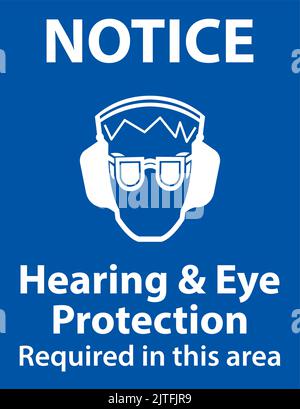 Hör- und Augenschutzschild auf weißem Hintergrund Stock Vektor