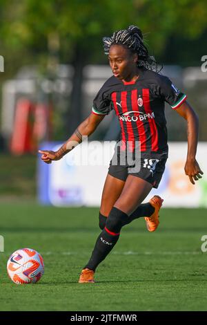 Mailand, Italien. 28. August 2022. Vismara Sports Center, 28.08.22 Lindsey Thomas (19 AC Mailand) während des Serie-A-Spiels zwischen AC Mailand und AC Fiorentina im Vismara Sports Center in Mailand, Italia Soccer (Cristiano Mazzi/SPP) Credit: SPP Sport Press Photo. /Alamy Live News Stockfoto