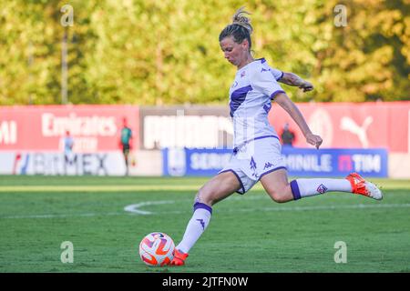 Mailand, Italien. 28. August 2022. Vismara Sports Center, 28.08.22 Laura Agard (34 AC Fiorentina) während der Serie Ein Spiel zwischen AC Mailand und AC Fiorentina im Vismara Sports Center in Mailand, Italia Soccer (Cristiano Mazzi/SPP) Credit: SPP Sport Press Photo. /Alamy Live News Stockfoto