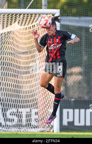Mailand, Italien. 28. August 2022. Vismara Sports Center, 28.08.22 Laura Fusetti (6 AC Mailand) während der Serie A Spiel zwischen AC Mailand und AC Fiorentina im Vismara Sports Center in Mailand, Italia Soccer (Cristiano Mazzi/SPP) Credit: SPP Sport Press Photo. /Alamy Live News Stockfoto