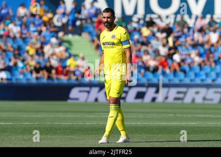 Getafe, Spanien. 28. August 2022. Raul Albiol (Villarreal) Fußball/Fußball: Spanisches 'La Liga Santander'-Spiel zwischen Getafe CF 0-0 Villarreal CF im Coliseum Alfonso Perez in Getafe, Spanien. Quelle: Mutsu Kawamori/AFLO/Alamy Live News Stockfoto