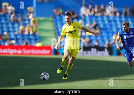 Getafe, Spanien. 28. August 2022. Juan Foyth (Villarreal) Fußball/Fußball: Spanisches 'La Liga Santander'-Spiel zwischen Getafe CF 0-0 Villarreal CF im Coliseum Alfonso Perez in Getafe, Spanien. Quelle: Mutsu Kawamori/AFLO/Alamy Live News Stockfoto