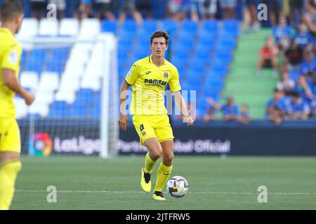 Getafe, Spanien. 28. August 2022. Pau Torres (Villarreal) Fußball/Fußball : Spanisches 'La Liga Santander' Spiel zwischen Getafe CF 0-0 Villarreal CF im Coliseum Alfonso Perez in Getafe, Spanien . Quelle: Mutsu Kawamori/AFLO/Alamy Live News Stockfoto