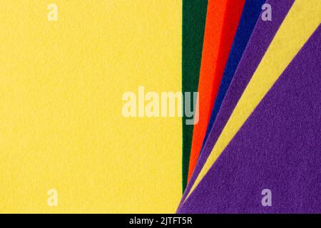 Mehrere farbige Filz Textur Hintergrund. Verschiedene Farben Filz Stofflaken, Patchwork, Nähen DIY Handwerk Stockfoto