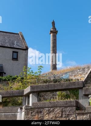 30. August 2022. Elgin, Moray, Schottland. Dies ist das Duke of Gordon Monument auf dem Ladyhill, von Murdochs Wynd aus gesehen. Stockfoto